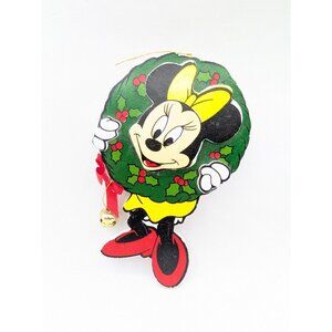 Vrg. Kurt Adler 1985 Disney Minnie Ornament Wood Bell Wreath Hanging 5.4" READ
